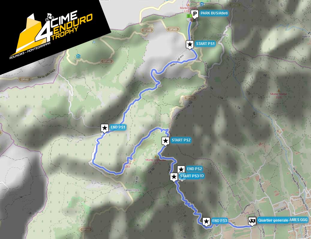 4 Cime Enduro Tropy - mappa sentiero Monte Grappa