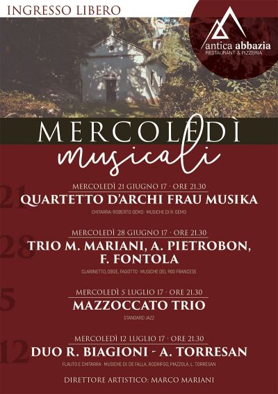 Serate musicali Antica Abbazia estate 2017